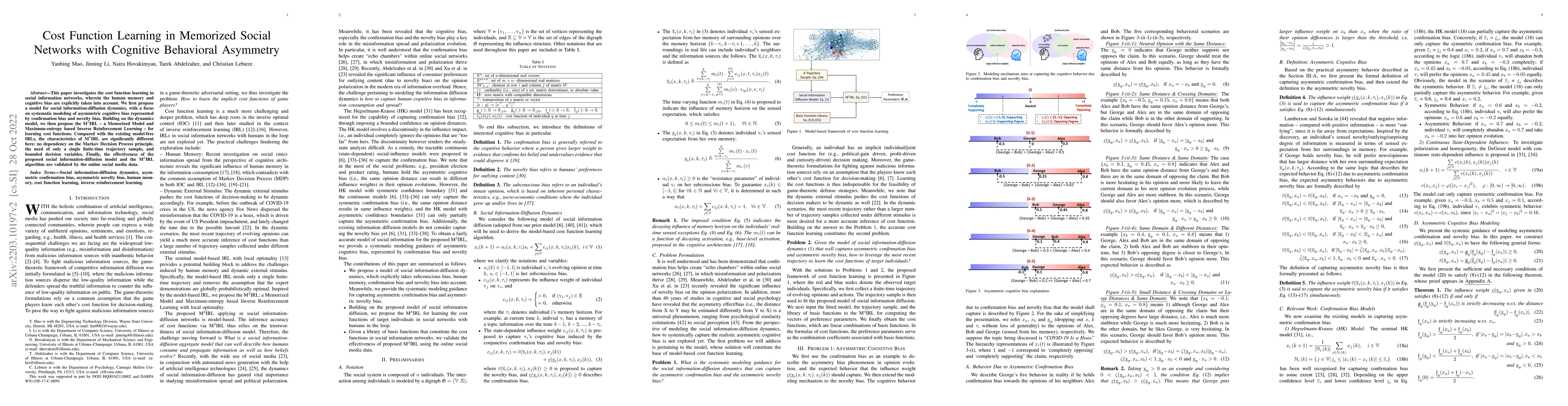 Thumbnail for Cost Function Learning in Memorized Social Networks with Cognitive
  Behavioral Asymmetry
