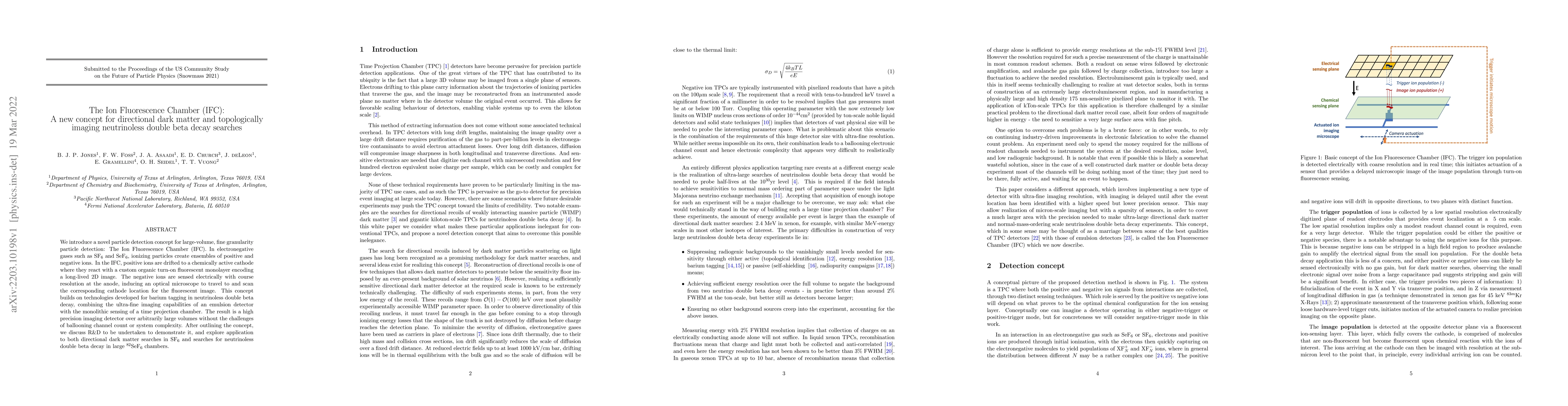 Thumbnail for The Ion Fluorescence Chamber (IFC): A new concept for directional dark
  matter and topologically imaging neutrinoless double beta decay searches