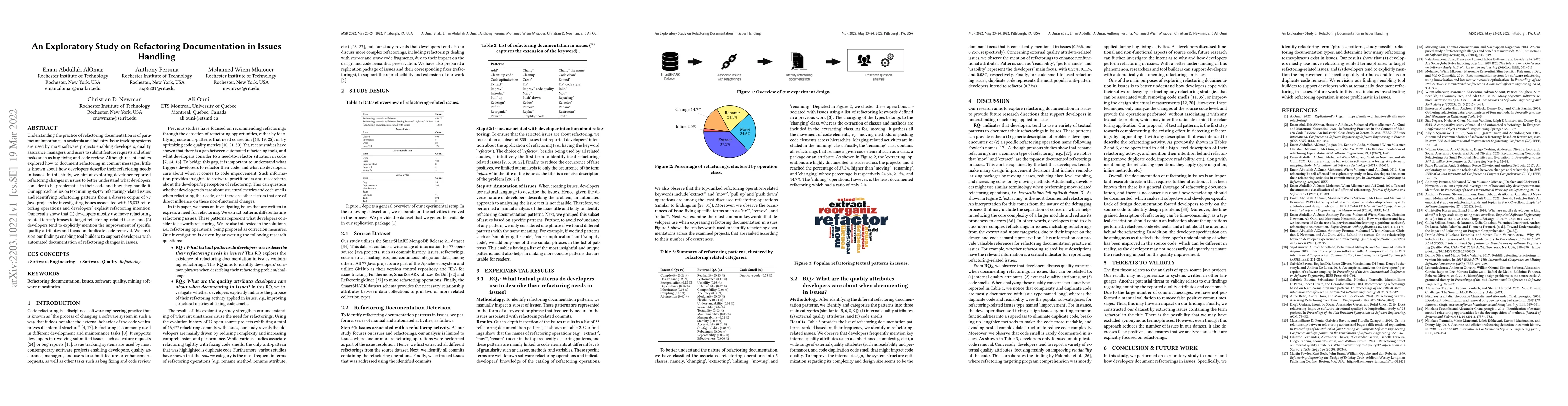 Thumbnail for An Exploratory Study on Refactoring Documentation in Issues Handling