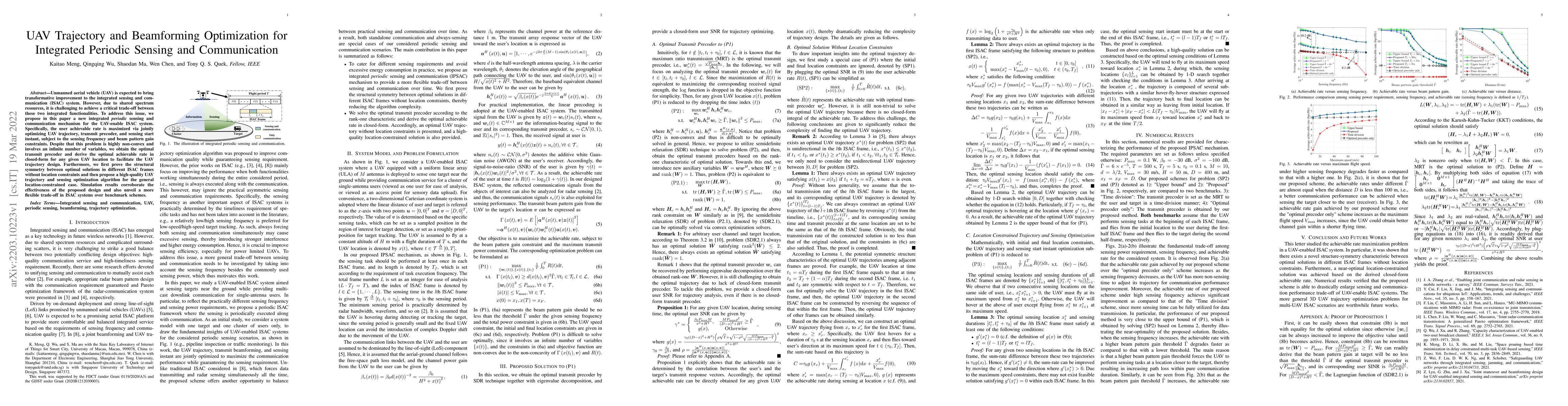 Thumbnail for UAV Trajectory and Beamforming Optimization for Integrated Periodic
  Sensing and Communication