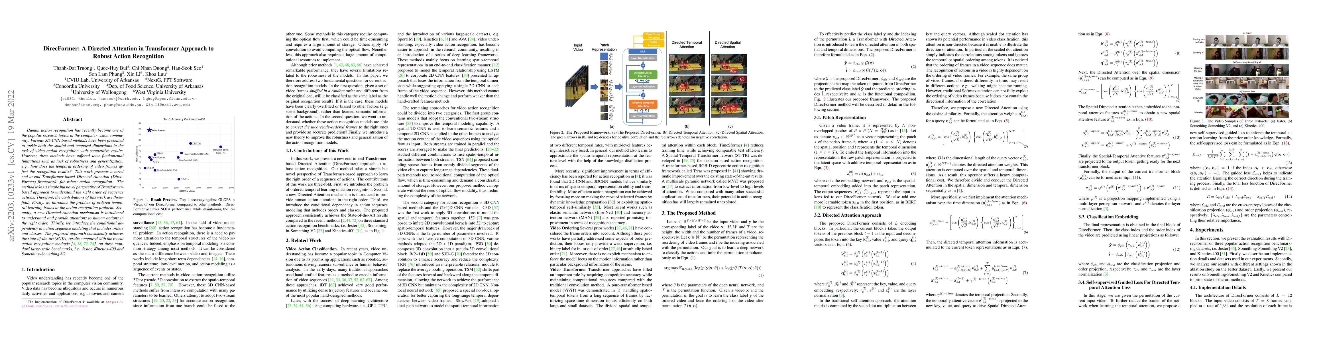 Thumbnail for DirecFormer: A Directed Attention in Transformer Approach to Robust
  Action Recognition