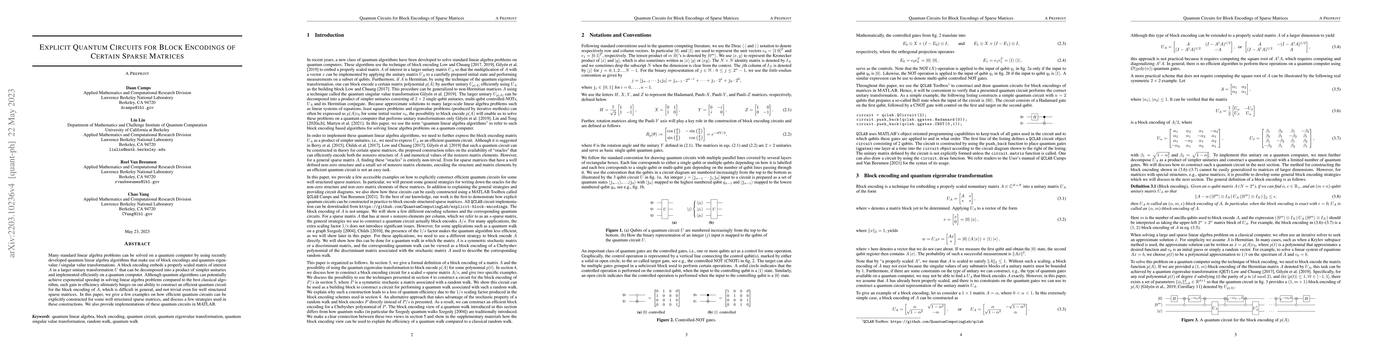 Thumbnail for Explicit Quantum Circuits for Block Encodings of Certain Sparse Matrices