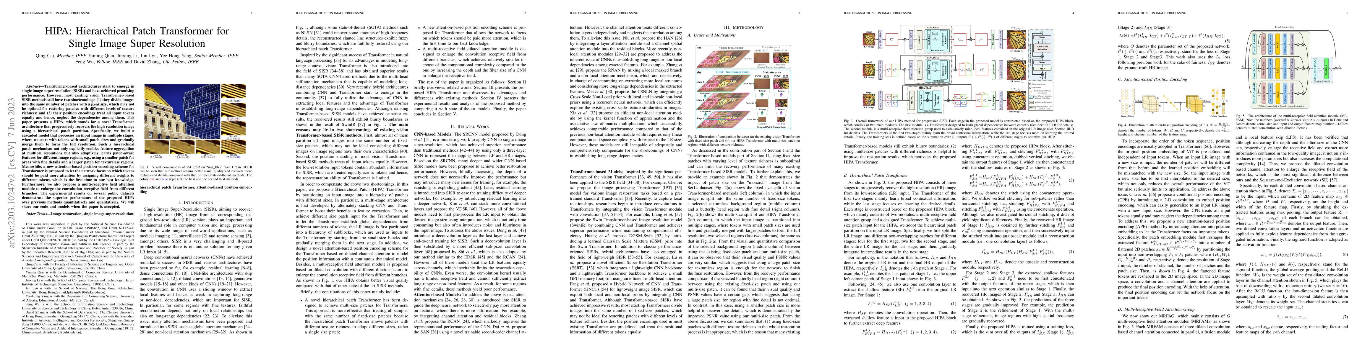 Thumbnail for HIPA: Hierarchical Patch Transformer for Single Image Super Resolution