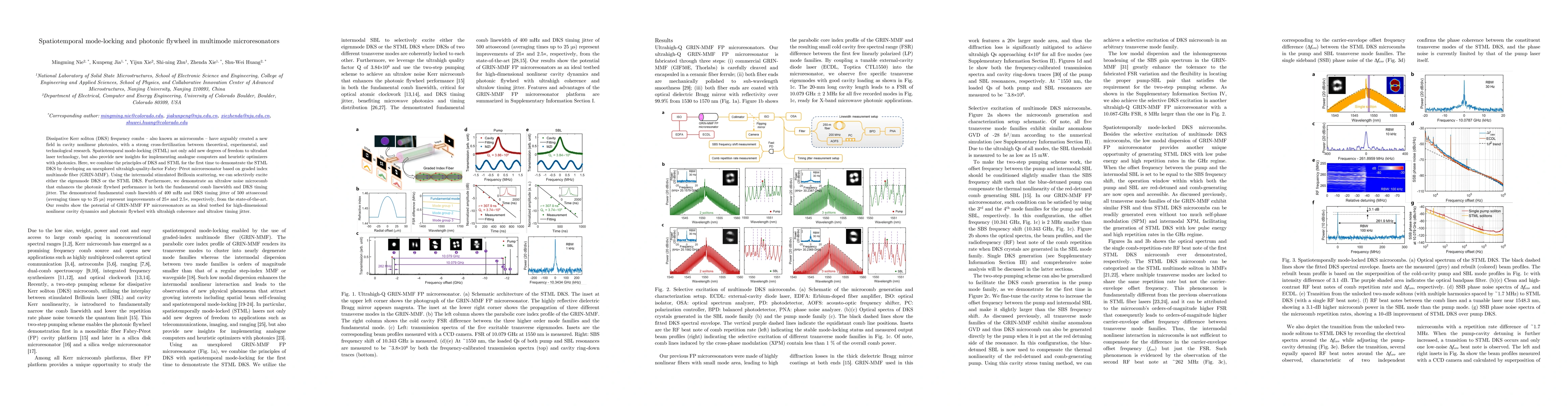 Thumbnail for Spatiotemporal mode-locking and photonic flywheel in multimode
  microresonators