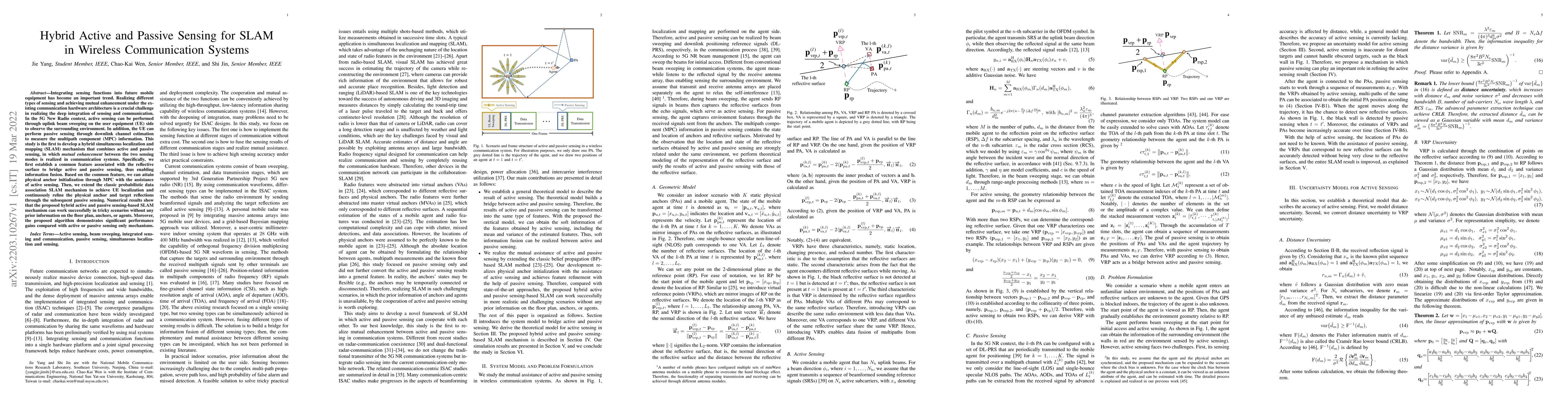 Thumbnail for Hybrid Active and Passive Sensing for SLAM in Wireless Communication
  Systems