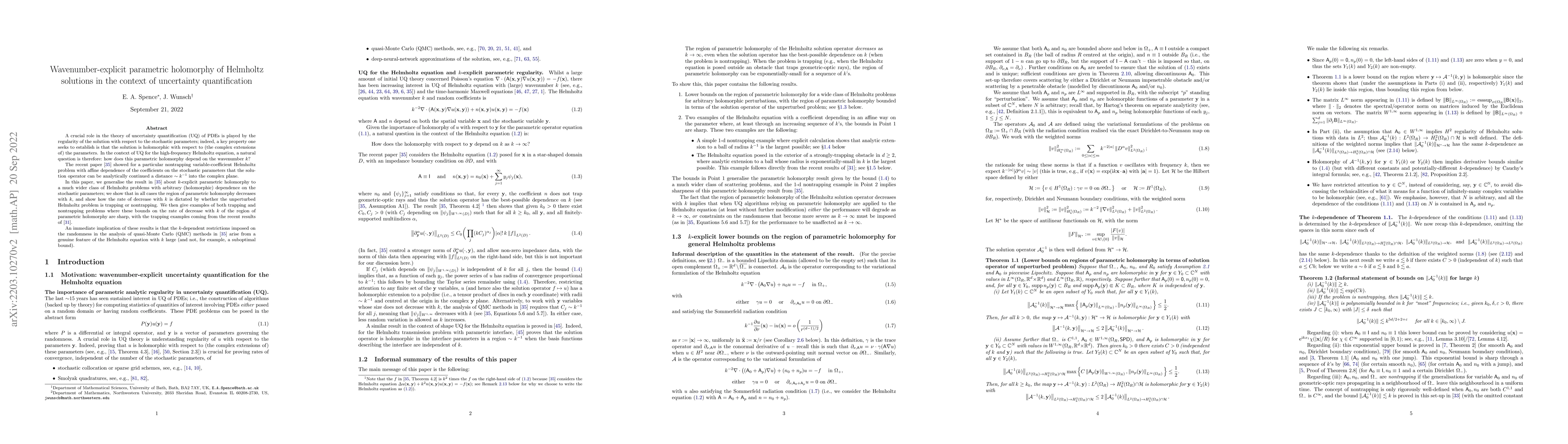 Thumbnail for Wavenumber-explicit parametric holomorphy of Helmholtz solutions in the
  context of uncertainty quantification