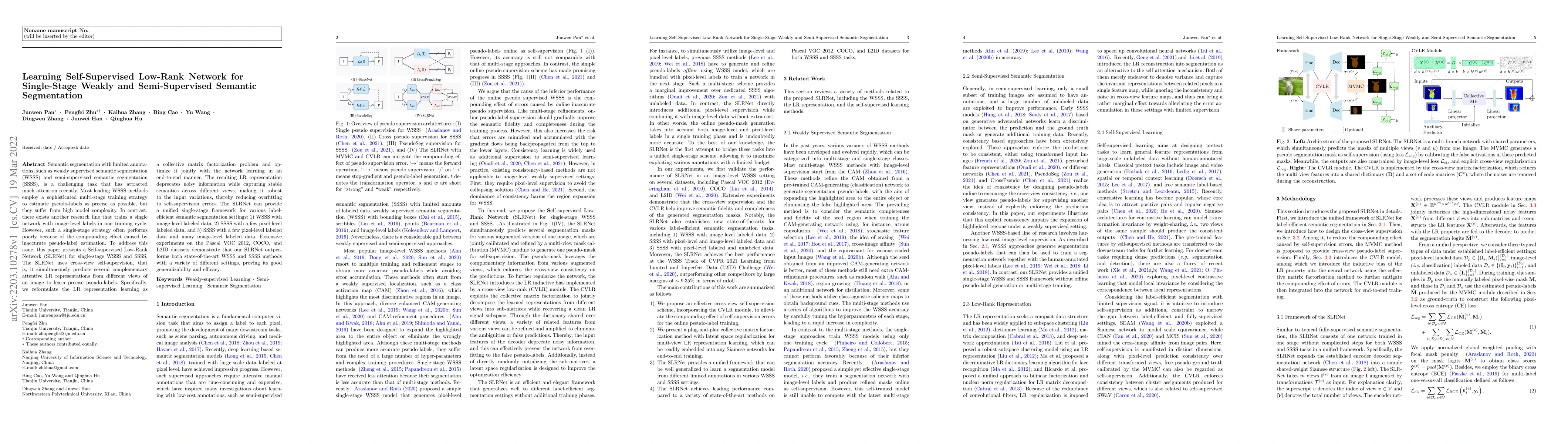 Thumbnail for Learning Self-Supervised Low-Rank Network for Single-Stage Weakly and
  Semi-Supervised Semantic Segmentation