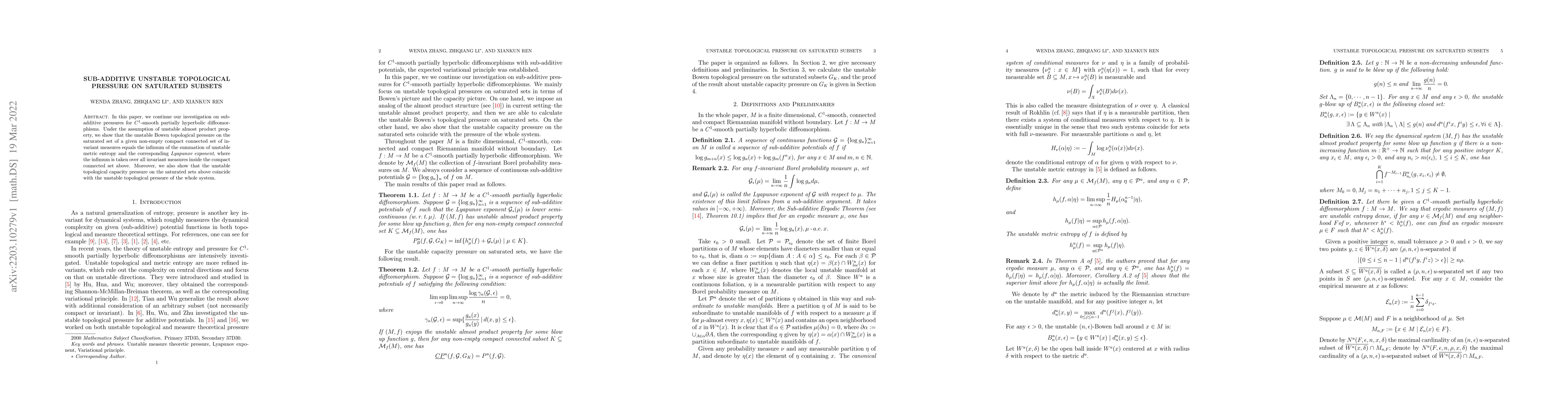 Thumbnail for Sub-additive unstable topological pressure on saturated subsets