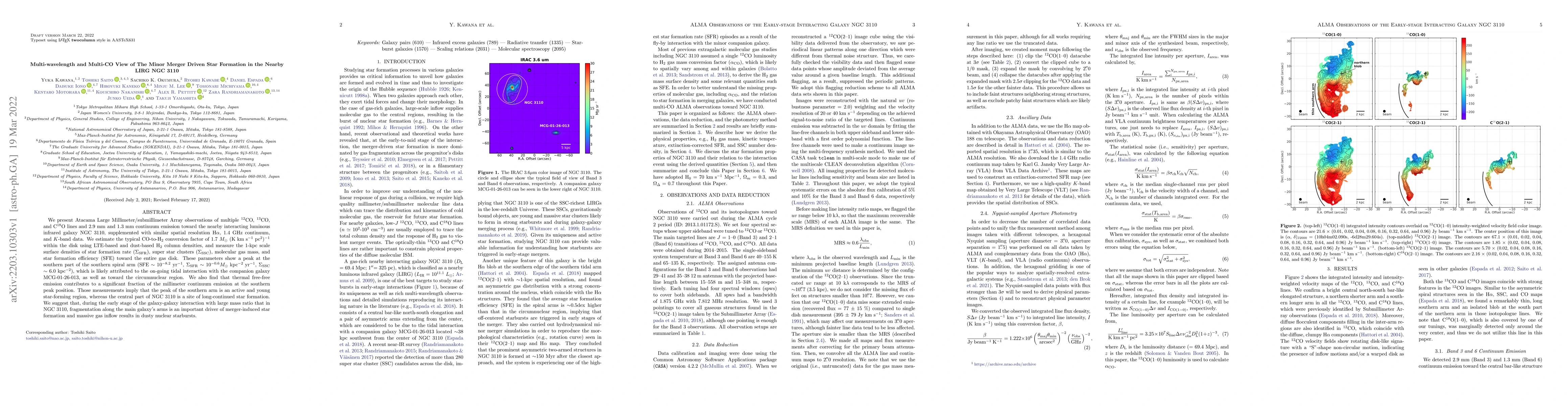 Thumbnail for Multi-wavelength and Multi-CO View of The Minor Merger Driven Star
  Formation in the Nearby LIRG NGC 3110