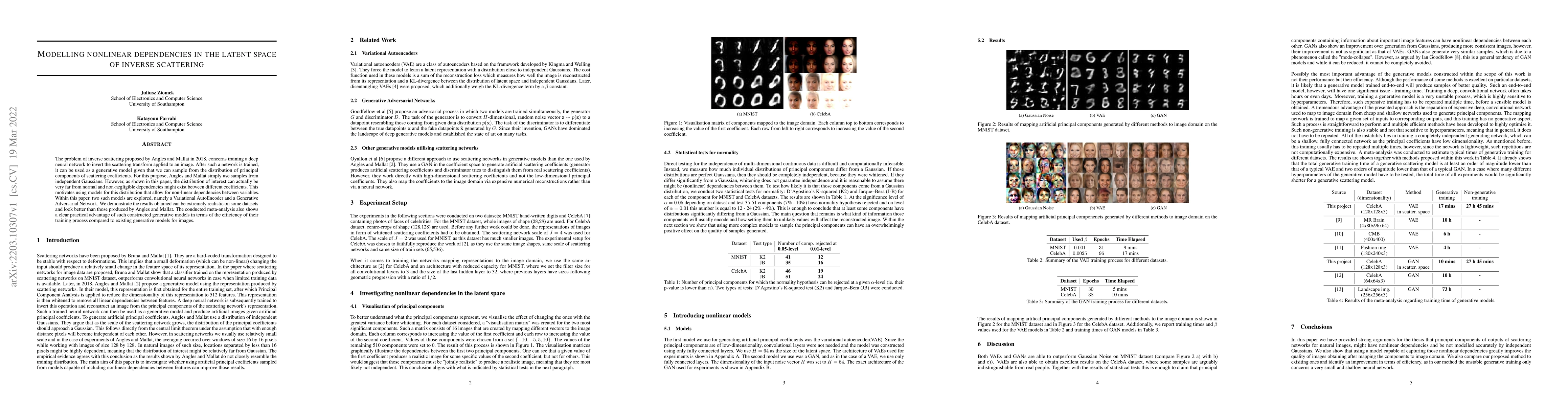 Thumbnail for Modelling nonlinear dependencies in the latent space of inverse
  scattering