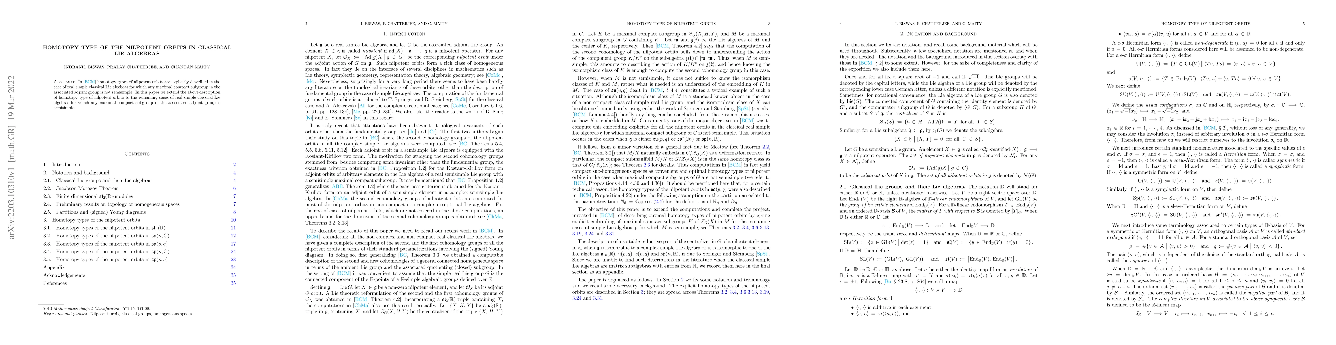 Thumbnail for Homotopy type of the nilpotent orbits in classical Lie algebras