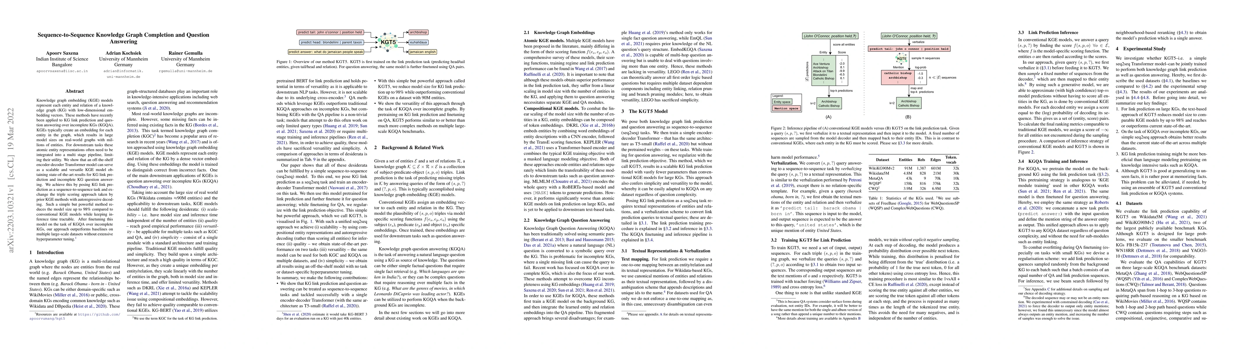 Thumbnail for Sequence-to-Sequence Knowledge Graph Completion and Question Answering