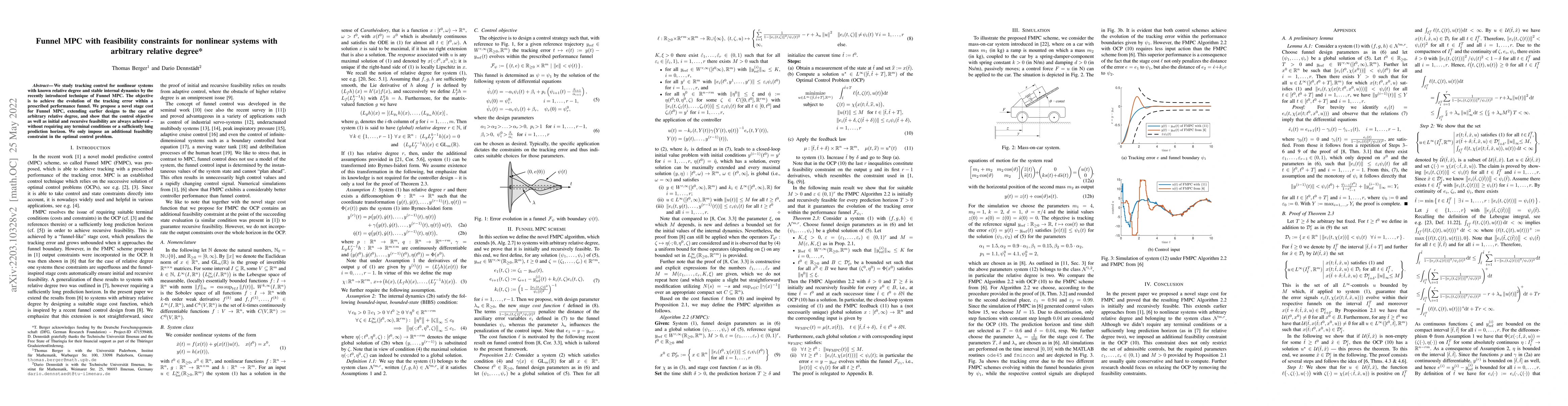 Thumbnail for Funnel MPC with feasibility constraints for nonlinear systems with
  arbitrary relative degree