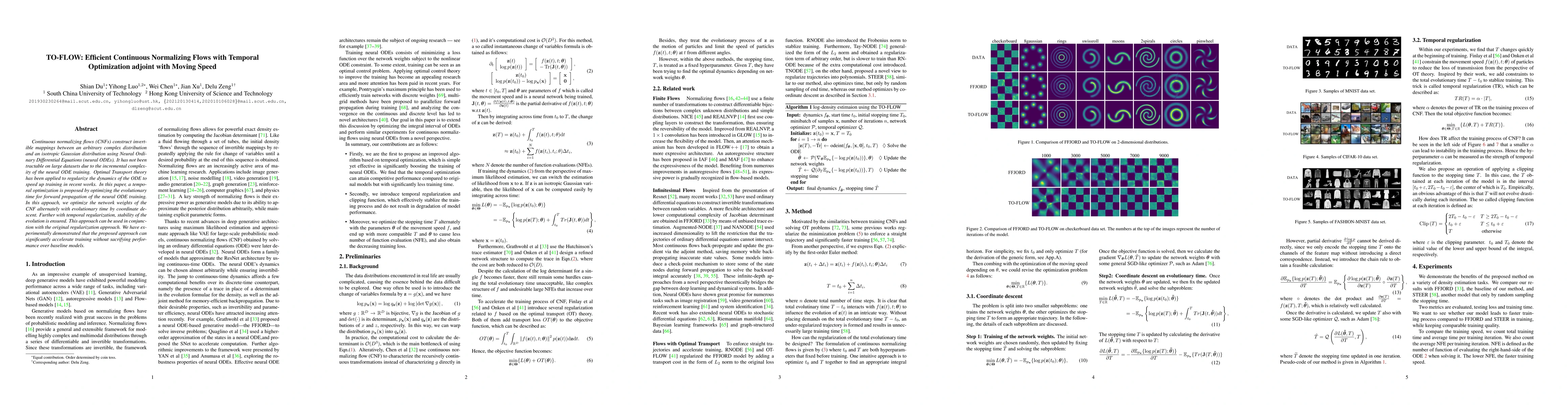 Thumbnail for TO-FLOW: Efficient Continuous Normalizing Flows with Temporal
  Optimization adjoint with Moving Speed