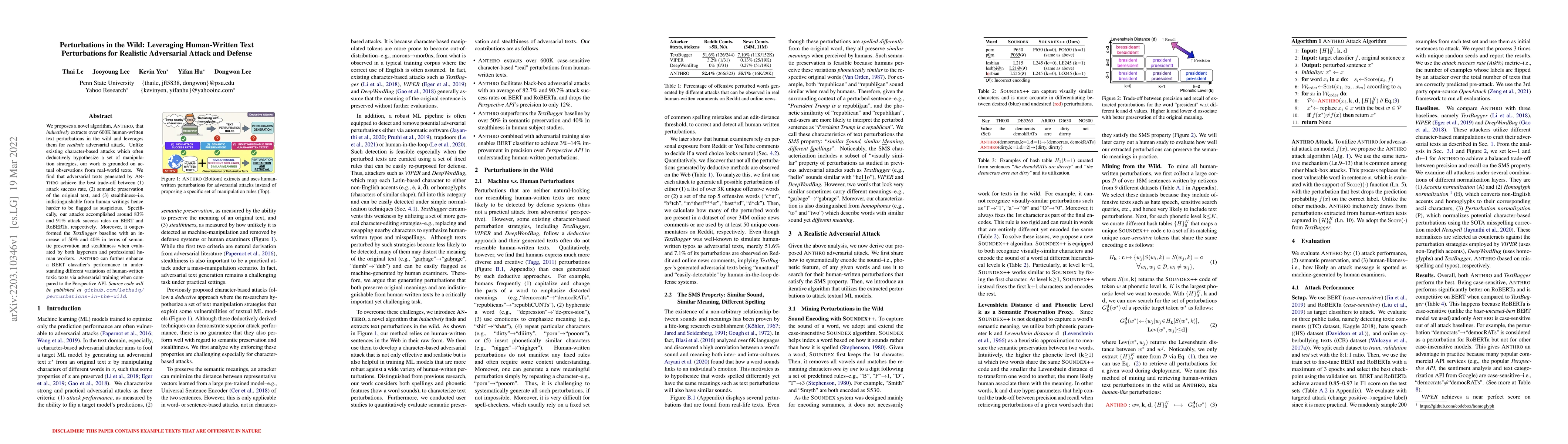 Thumbnail for Perturbations in the Wild: Leveraging Human-Written Text Perturbations
  for Realistic Adversarial Attack and Defense