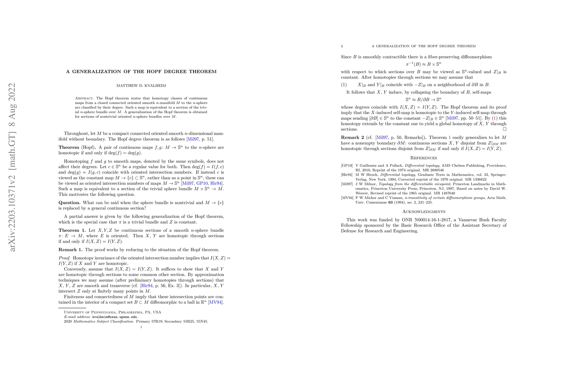 Thumbnail for A generalization of the Hopf degree theorem