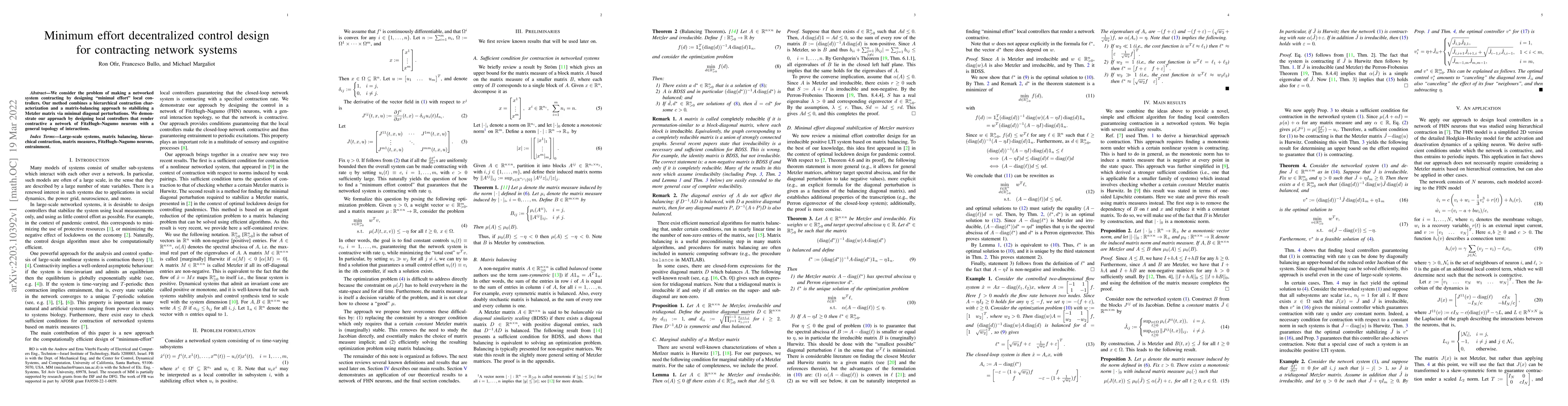 Thumbnail for Minimum effort decentralized control design for contracting network
  systems