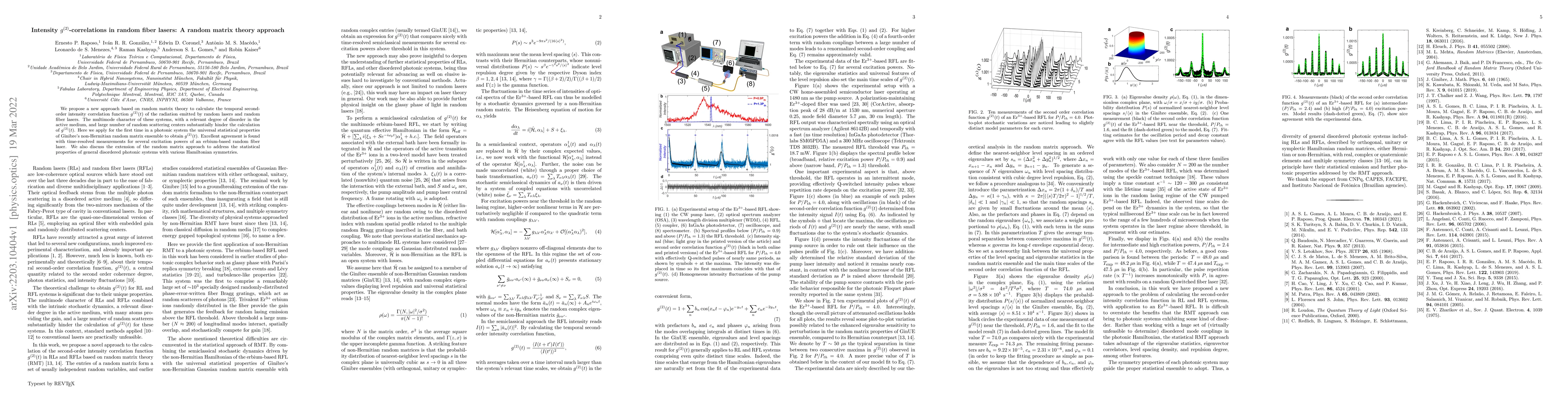 Thumbnail for Intensity $g^{(2)}$-correlations in random fiber lasers: A random matrix
  theory approach