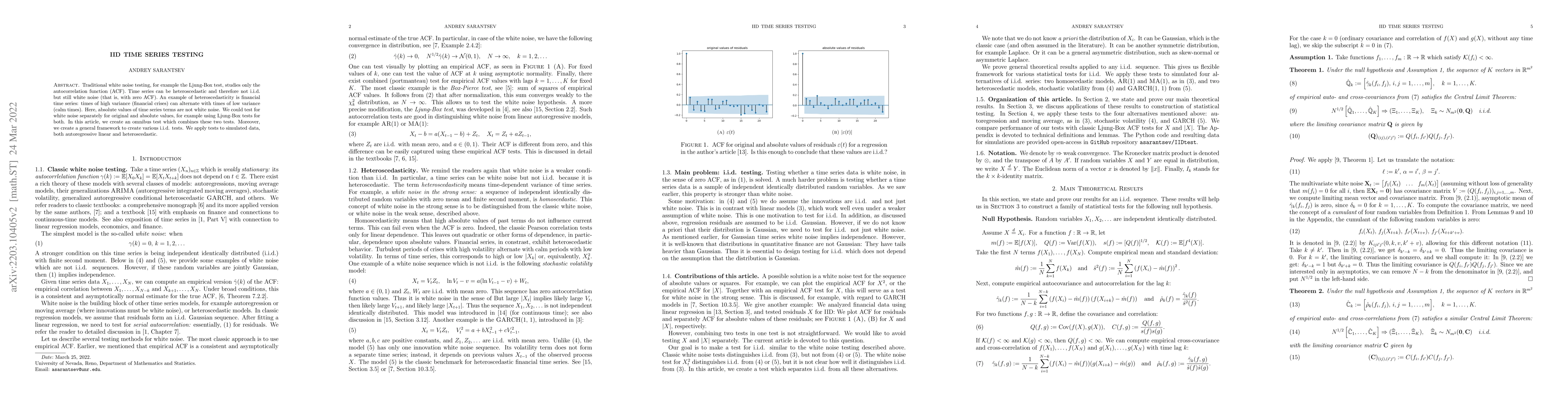 Thumbnail for IID Time Series Testing