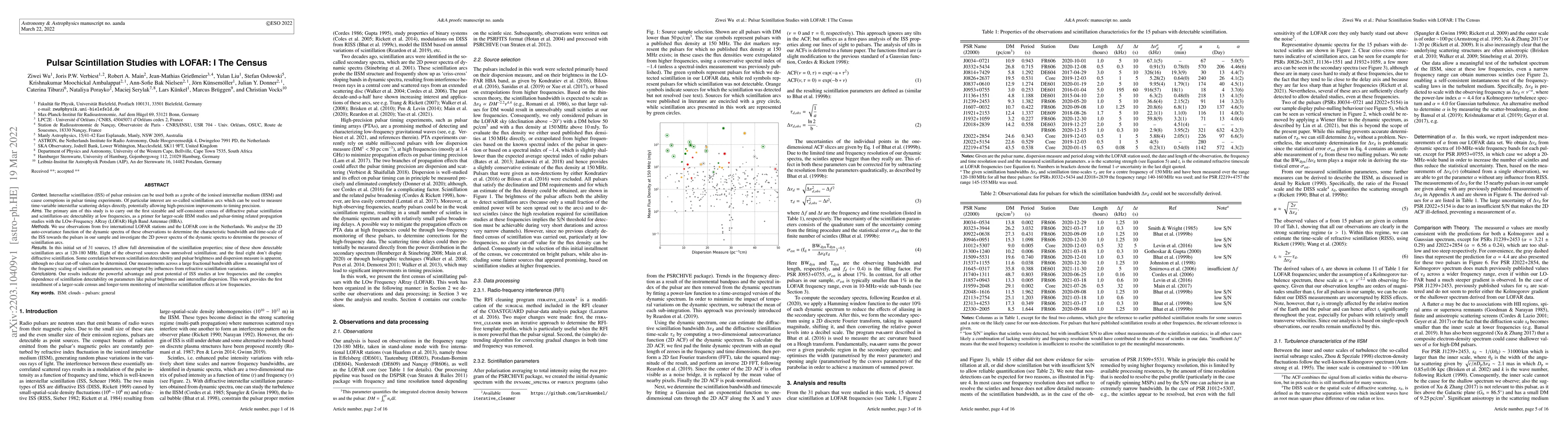 Thumbnail for Pulsar scintillation studies with LOFAR. I. The census