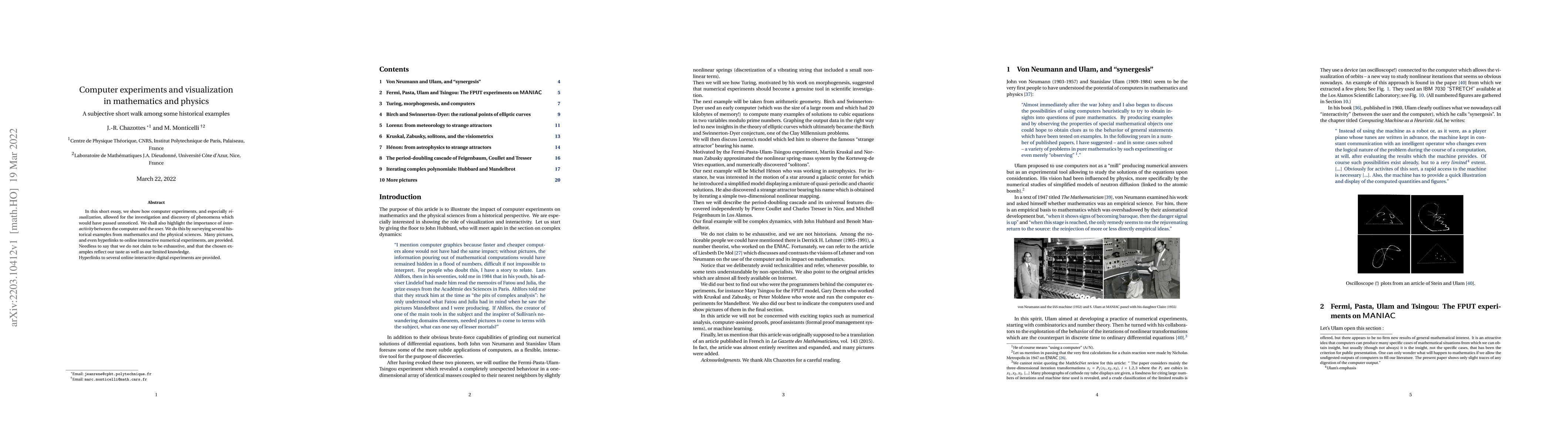 Thumbnail for Computer experiments and visualization in mathematics and physics. A
  subjective short walk among some historical examples