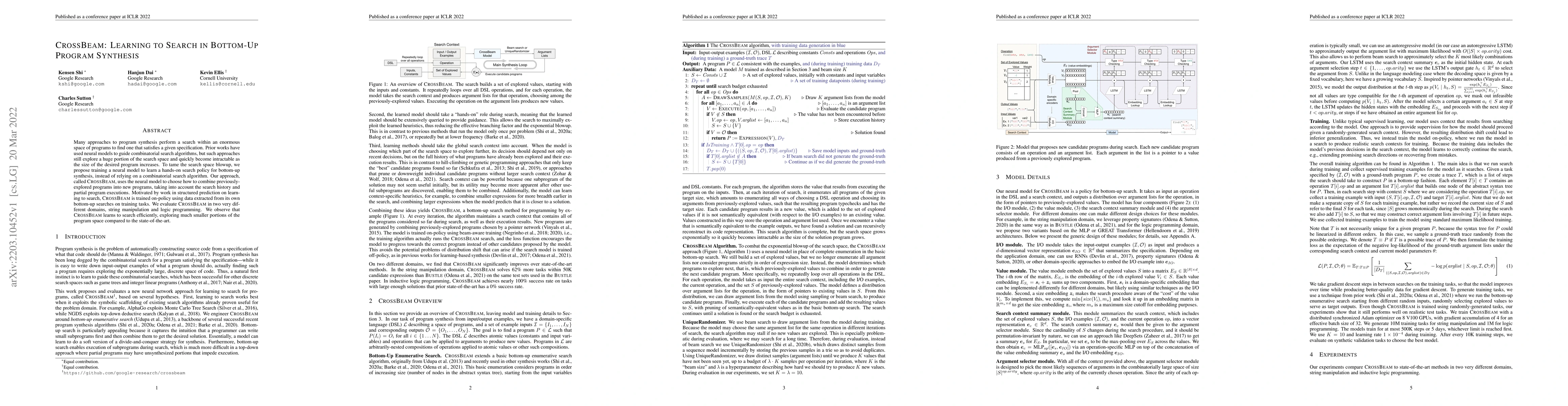 Thumbnail for CrossBeam: Learning to Search in Bottom-Up Program Synthesis