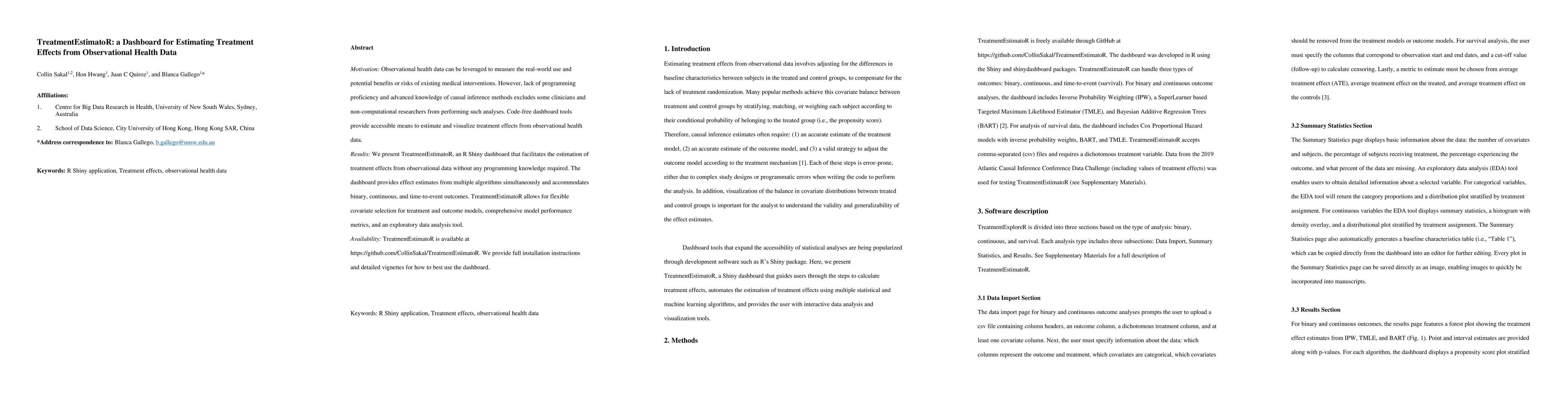 Thumbnail for TreatmentEstimatoR: a Dashboard for Estimating Treatment Effects from
  Observational Health Data
