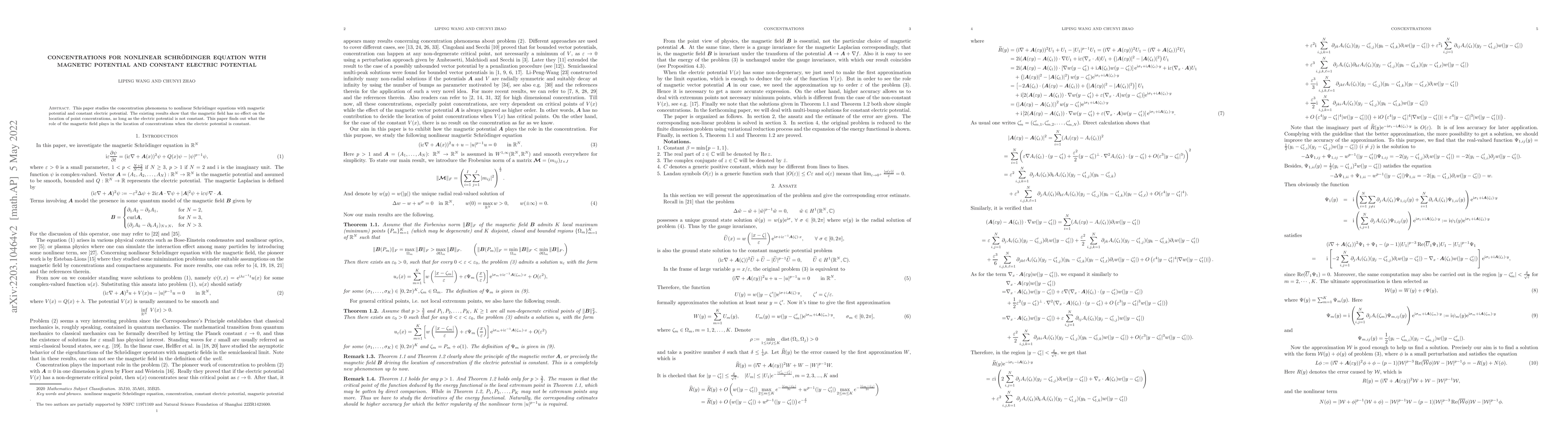 Thumbnail for Concentrations for nonlinear Schrodinger equation with magnetic
  potentials and constant electric potentials