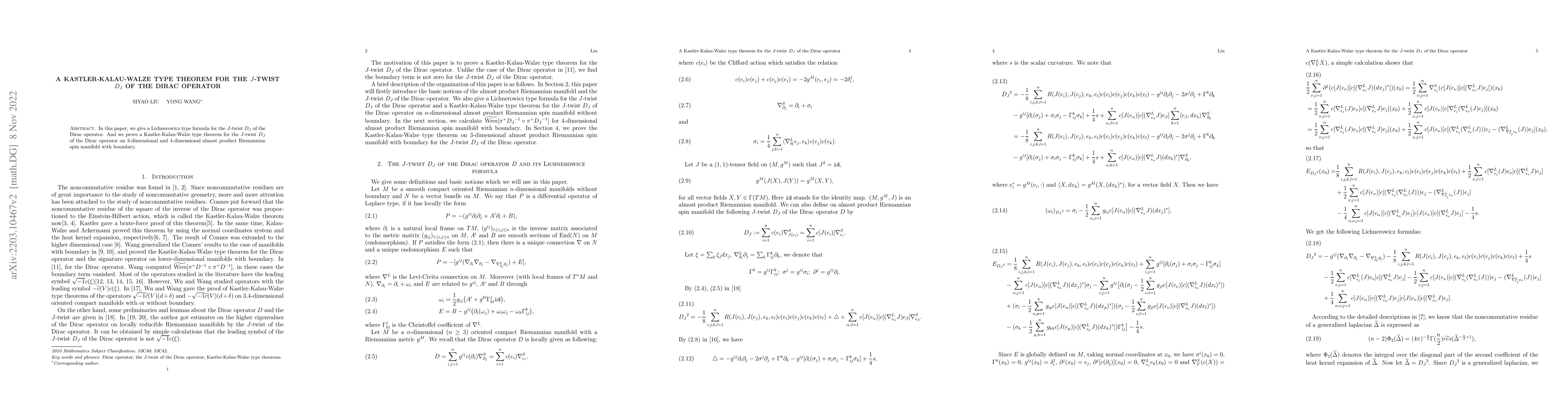 Thumbnail for A Kastler-Kalau-Walze type theorem for the J-twist D_J of the Dirac
  operator