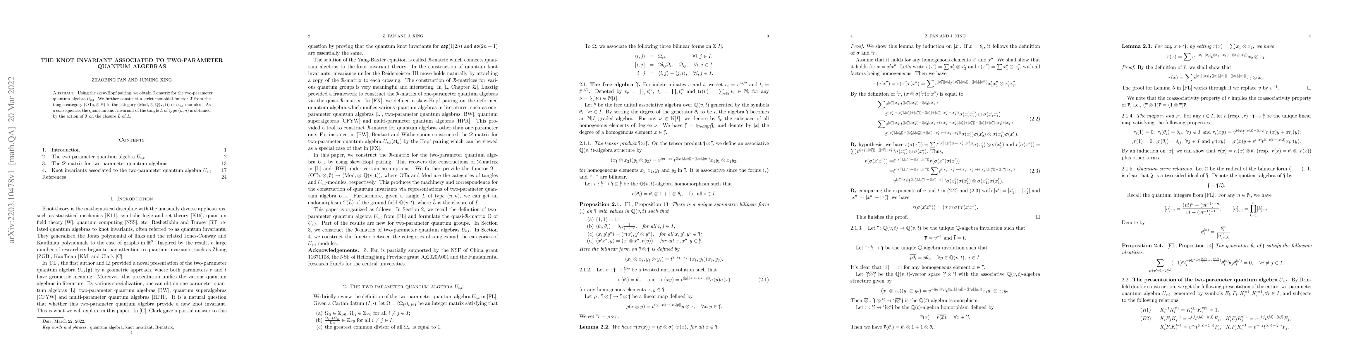 Thumbnail for The knot invariant associated to two-parameter quantum algebras