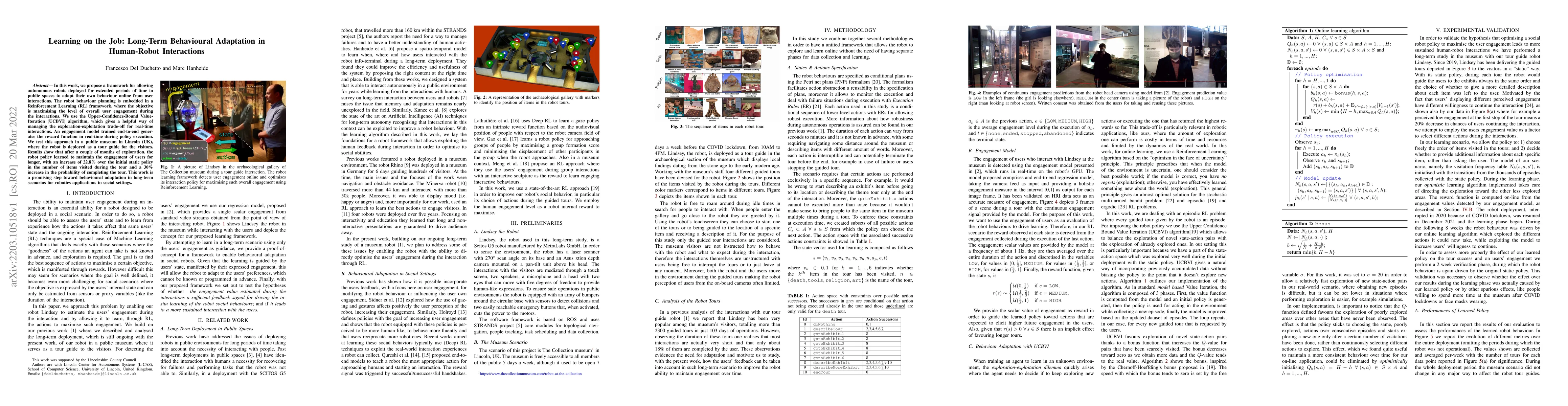 Thumbnail for Learning on the Job: Long-Term Behavioural Adaptation in Human-Robot
  Interactions