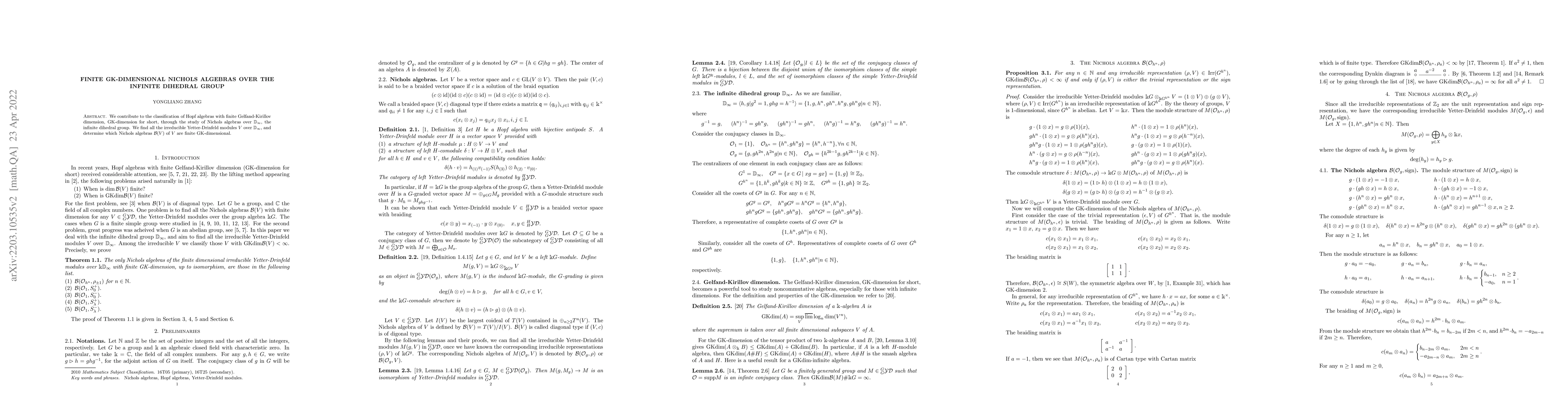 Thumbnail for Finite GK-dimensional Nichols Algebras over the Infinite Dihedral Group