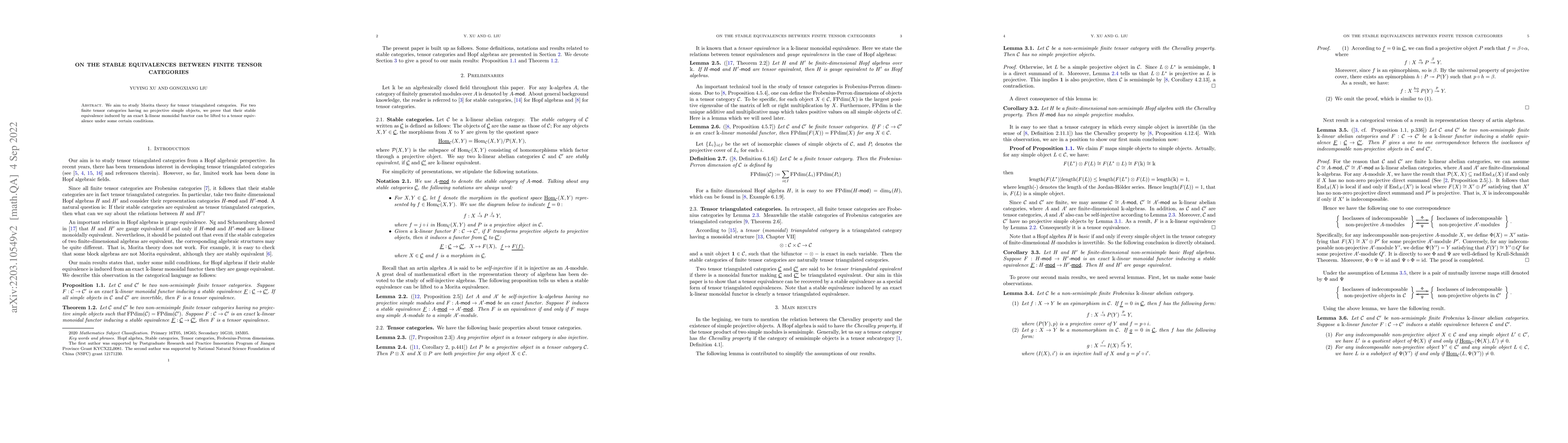 Thumbnail for On the stable equivalences between finite tensor categories