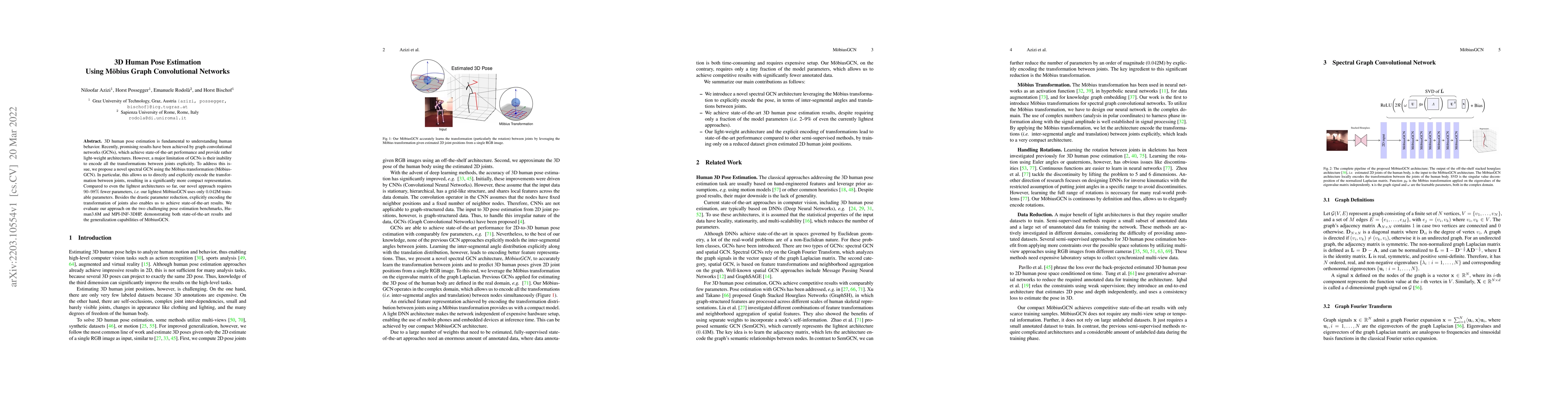 Thumbnail for 3D Human Pose Estimation Using M\"obius Graph Convolutional Networks