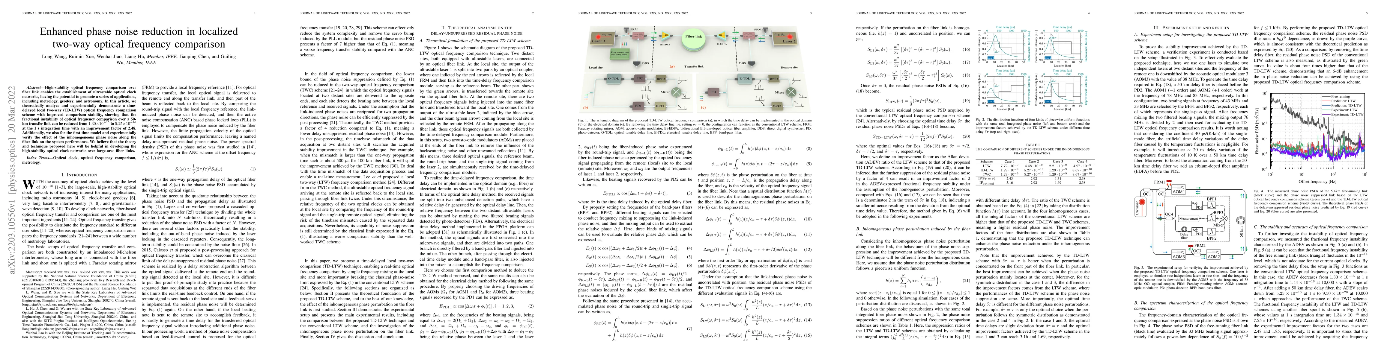 Thumbnail for Enhanced phase noise reduction in localized two-way optical frequency
  comparison