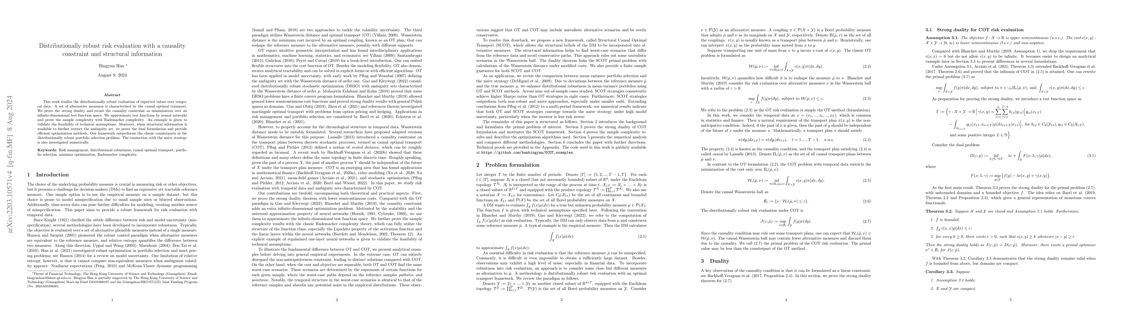 Thumbnail for Distributionally robust risk evaluation with a causality constraint and
  structural information
