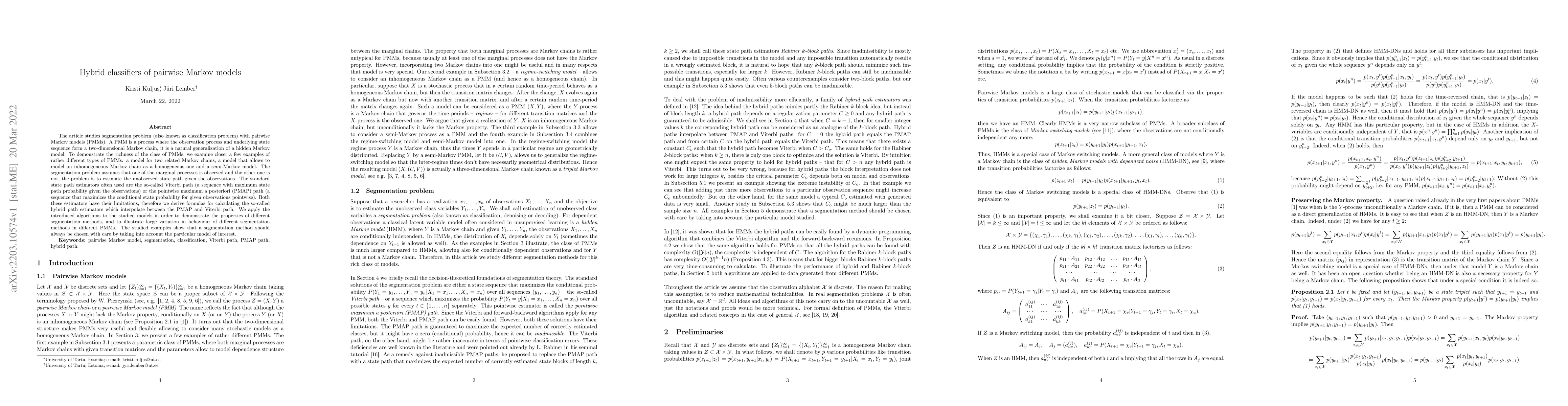 Thumbnail for Hybrid classifiers of pairwise Markov models