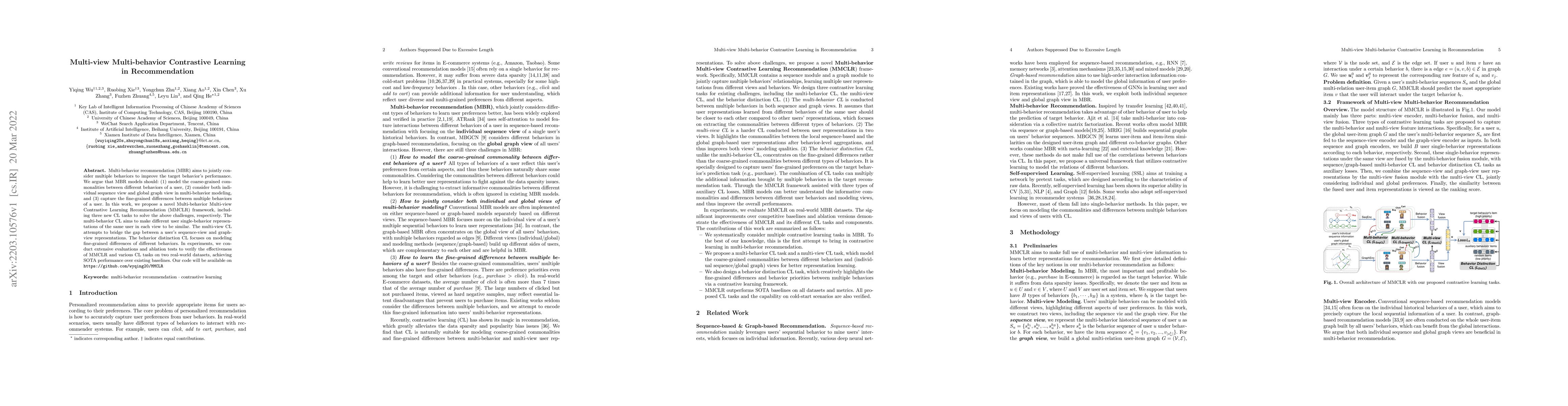 Thumbnail for Multi-view Multi-behavior Contrastive Learning in Recommendation