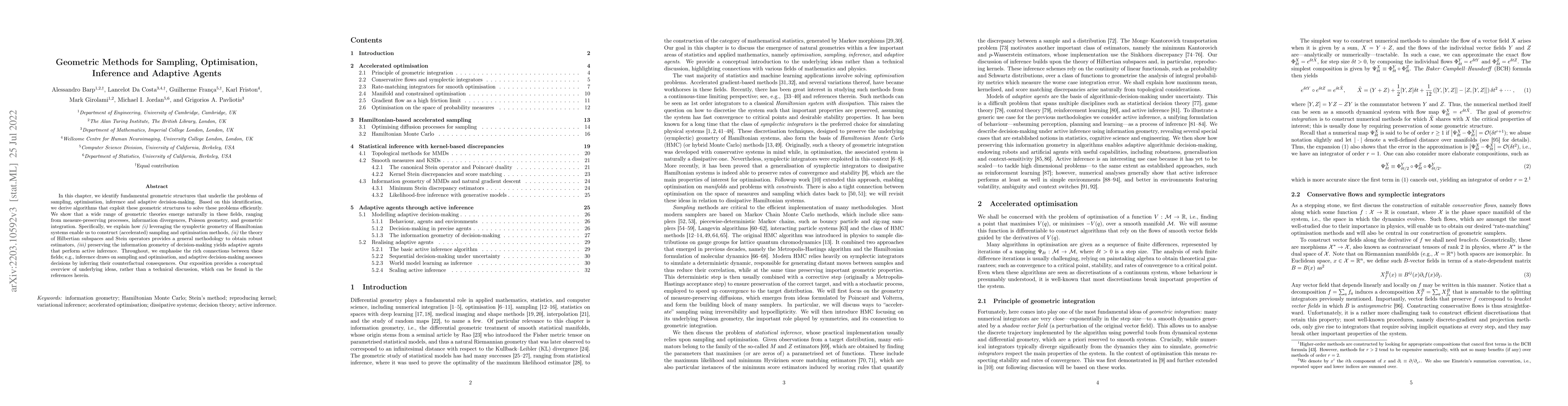 Thumbnail for Geometric Methods for Sampling, Optimisation, Inference and Adaptive
  Agents