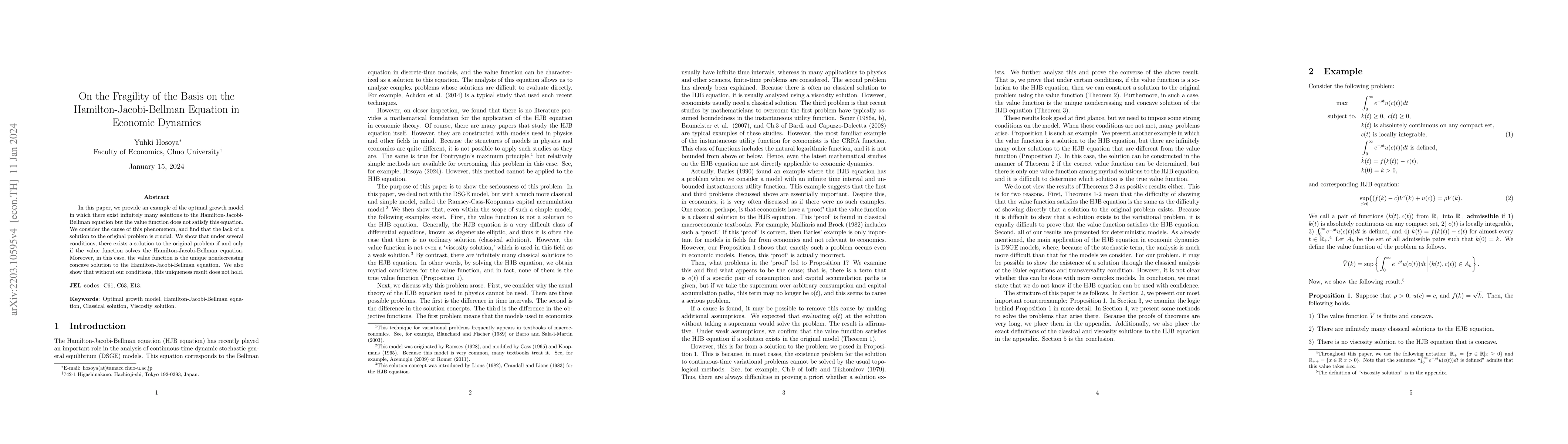 Thumbnail for On the Fragility of the Basis on the Hamilton-Jacobi-Bellman Equation in
  Economic Dynamics