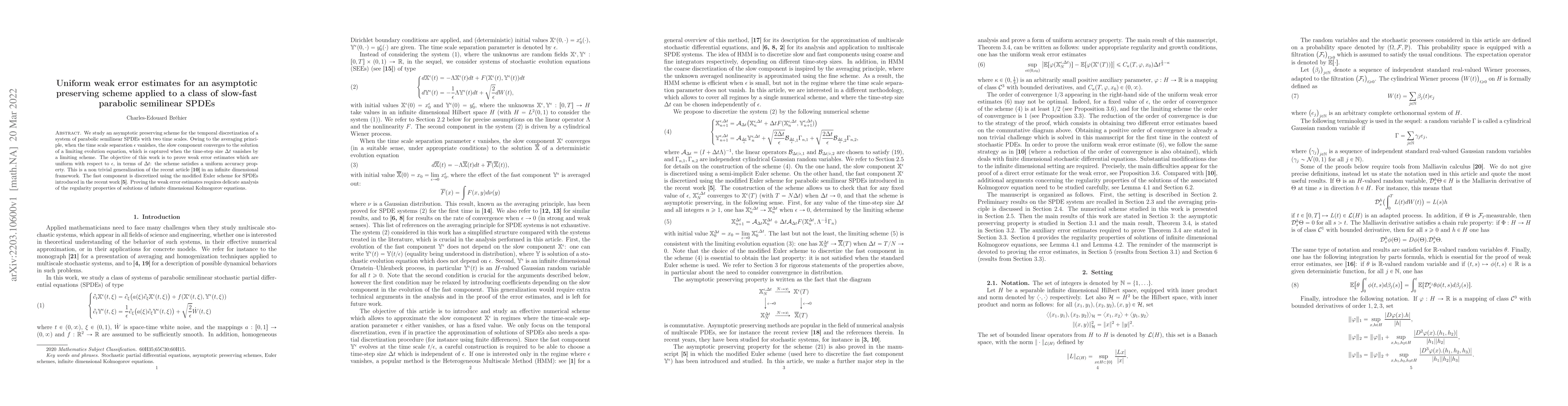 Thumbnail for Uniform weak error estimates for an asymptotic preserving scheme applied
  to a class of slow-fast parabolic semilinear SPDEs