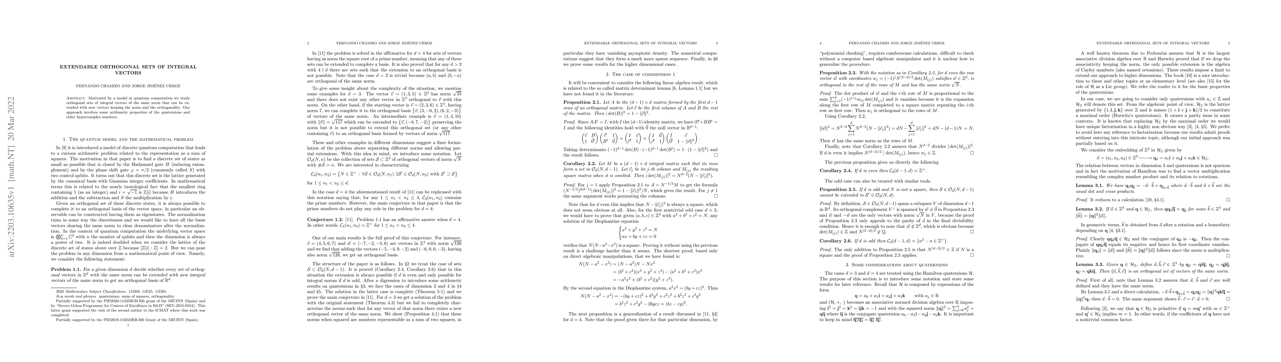 Thumbnail for Extendable orthogonal sets of integral vectors