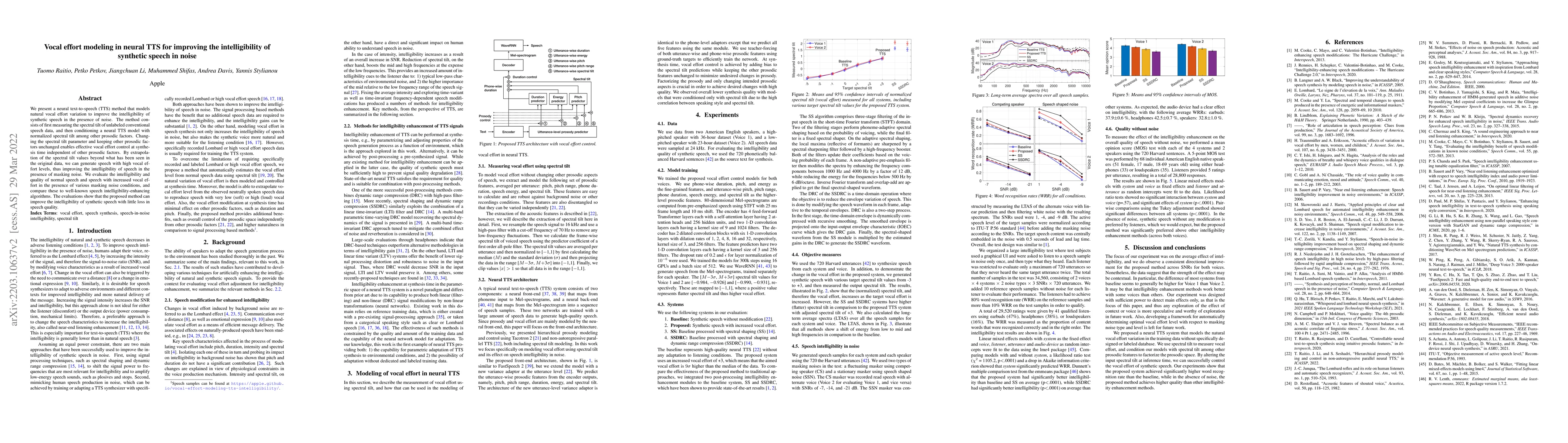 Thumbnail for Vocal effort modeling in neural TTS for improving the intelligibility of
  synthetic speech in noise