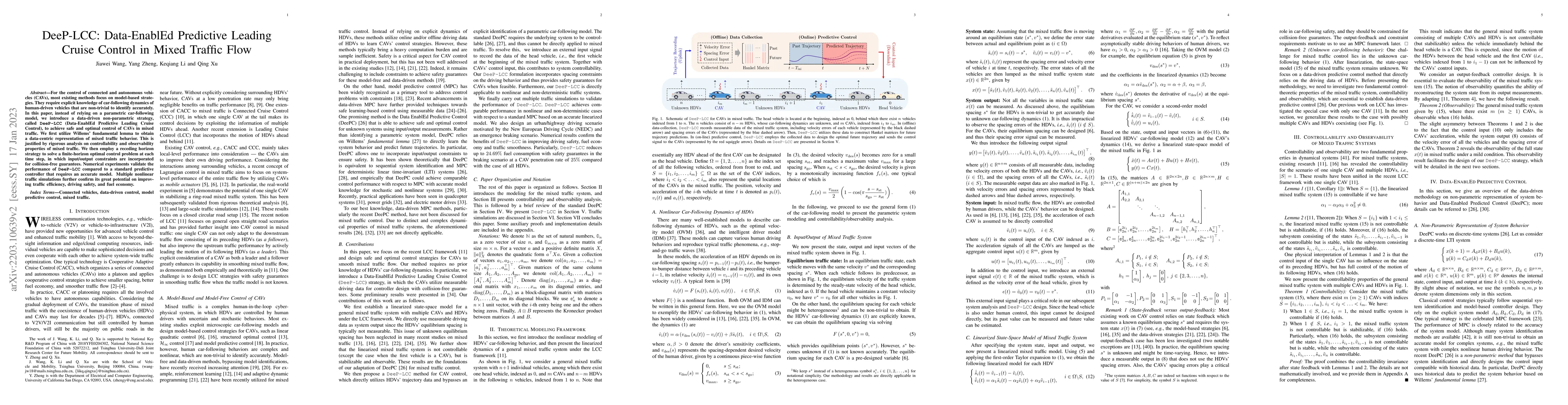 Thumbnail for DeeP-LCC: Data-EnablEd Predictive Leading Cruise Control in Mixed
  Traffic Flow
