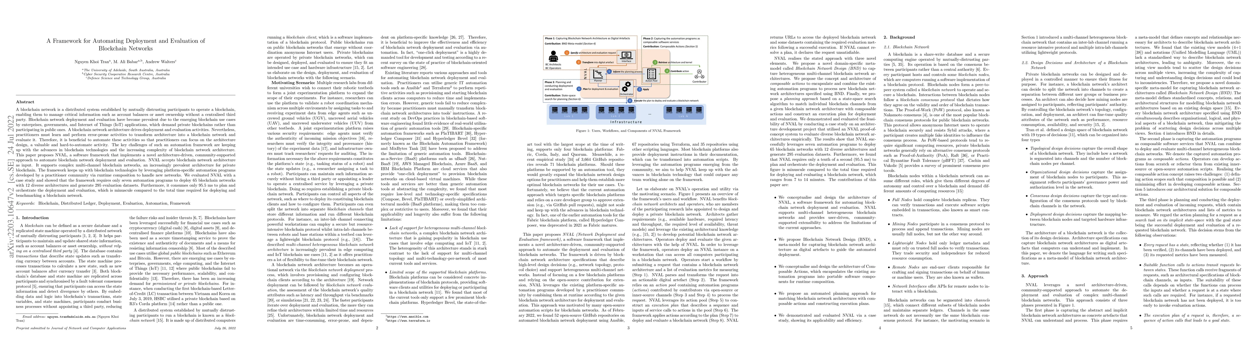 Thumbnail for A Framework for Automating Deployment and Evaluation of Blockchain
  Network