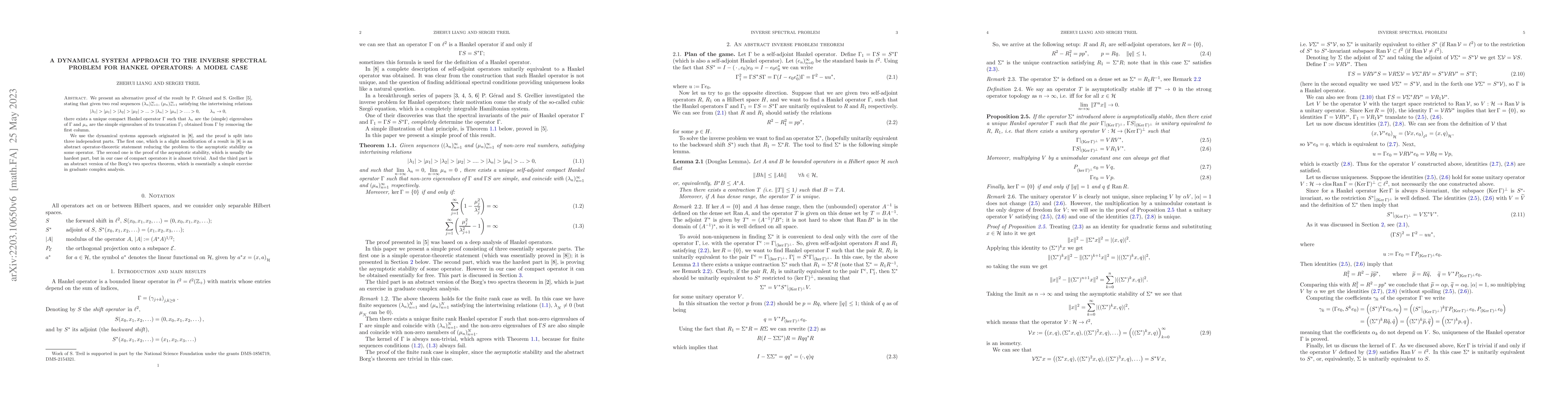 Thumbnail for A Dynamical System Approach to the Inverse Spectral Problem for Hankel
  Operators: A Model Case