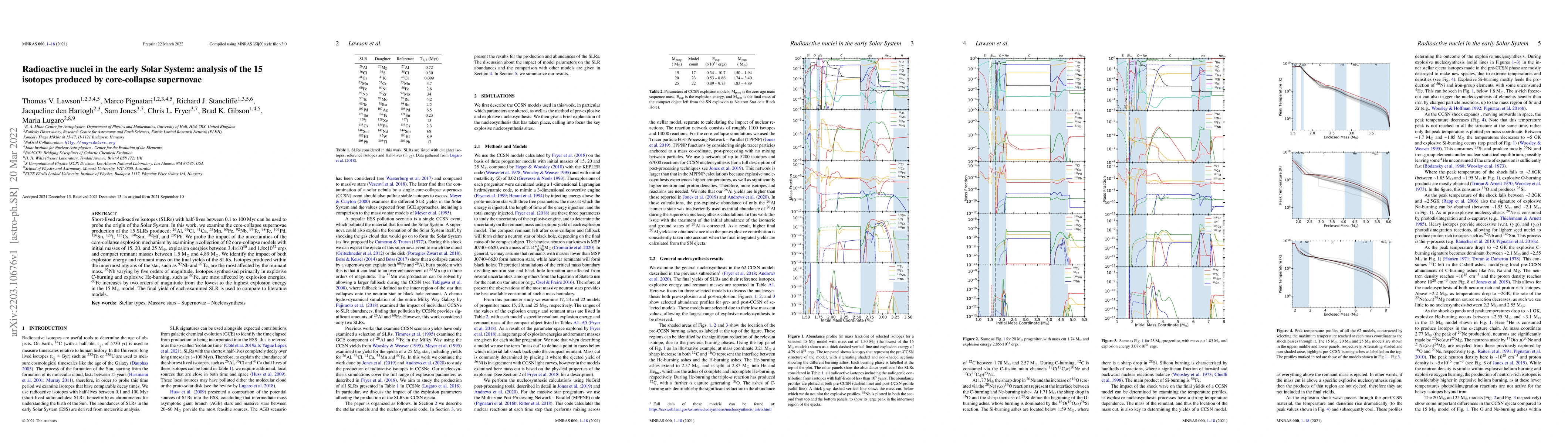 Thumbnail for Radioactive nuclei in the early Solar System: analysis of the 15
  isotopes produced by core-collapse supernovae