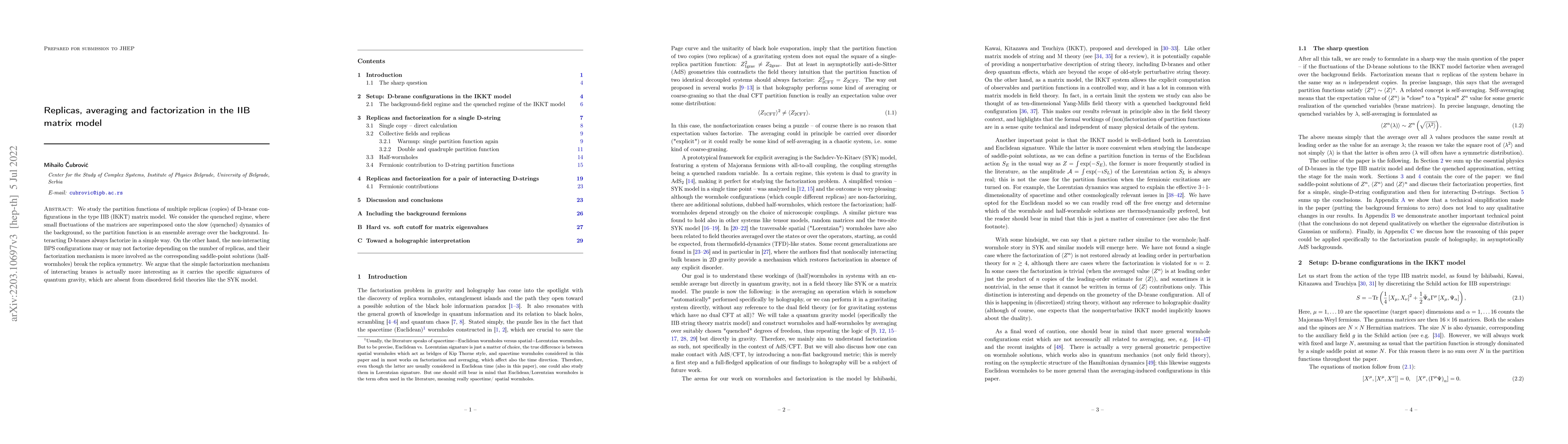Thumbnail for Replicas, averaging and factorization in the IIB matrix model