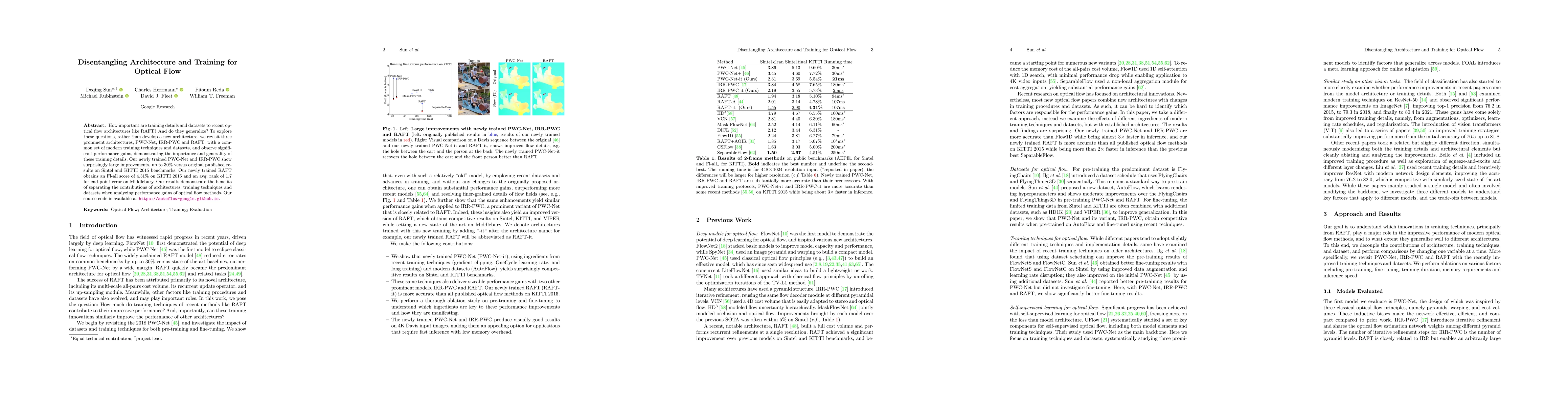 Thumbnail for Disentangling Architecture and Training for Optical Flow