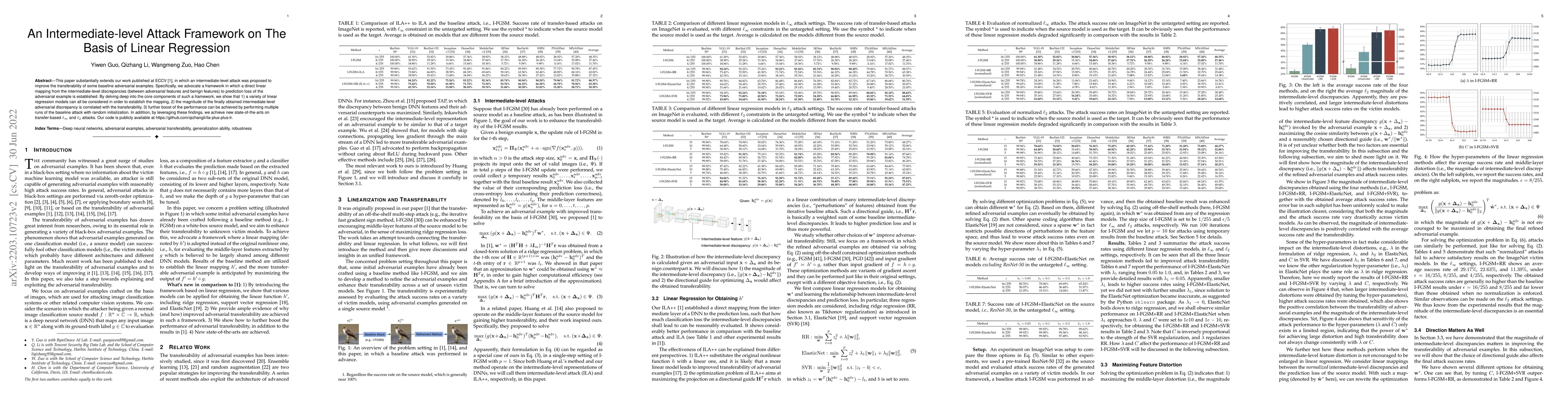 Thumbnail for An Intermediate-level Attack Framework on The Basis of Linear Regression